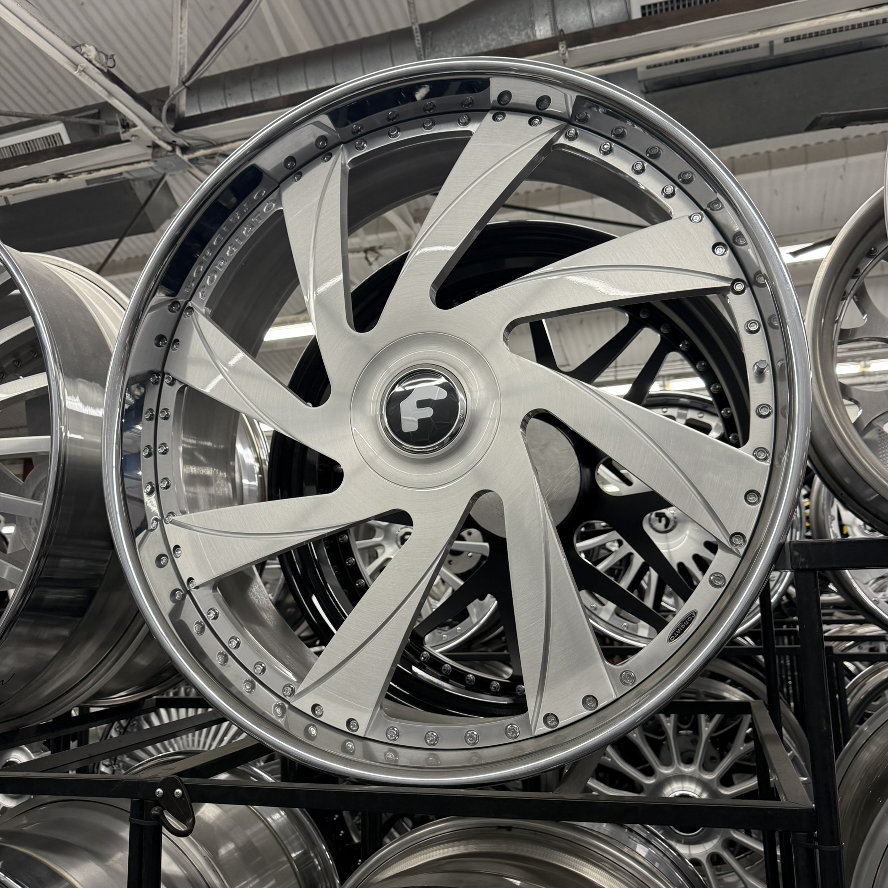 30" Forgiato Wheels Iveto Brushed Silver Chrome Lip XL Floater Cap 4 Wheels/Tires Package Fits 5 & 6 Lug
