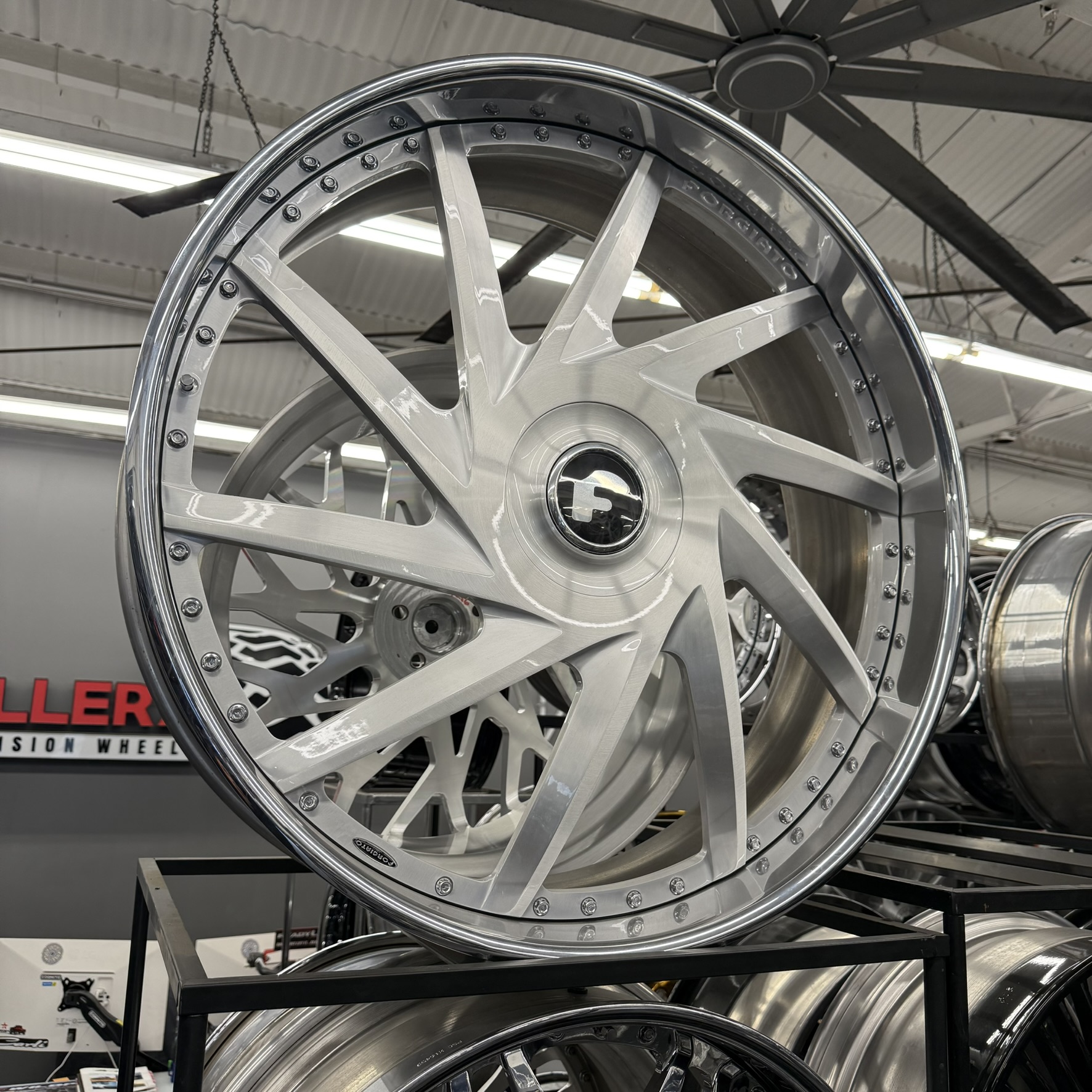 30" Forgiato Wheels Troppo Brushed Silver Chrome Lip XL Floater Cap 4 Wheels/Tires Package Fits 5 & 6 Lug